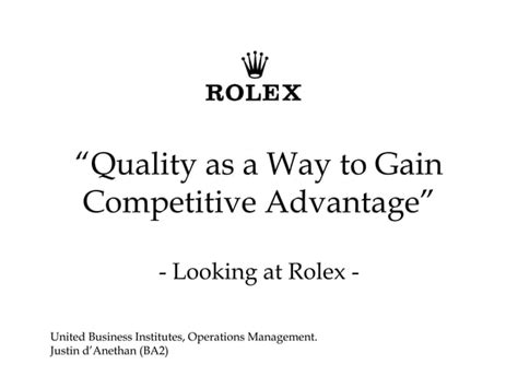 rolex competitive advantage.